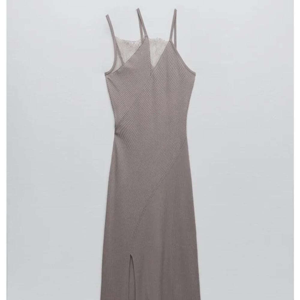 Zara combination knit slip dress in dusty mauve BLOGGER FAVORITE!! NWOT!